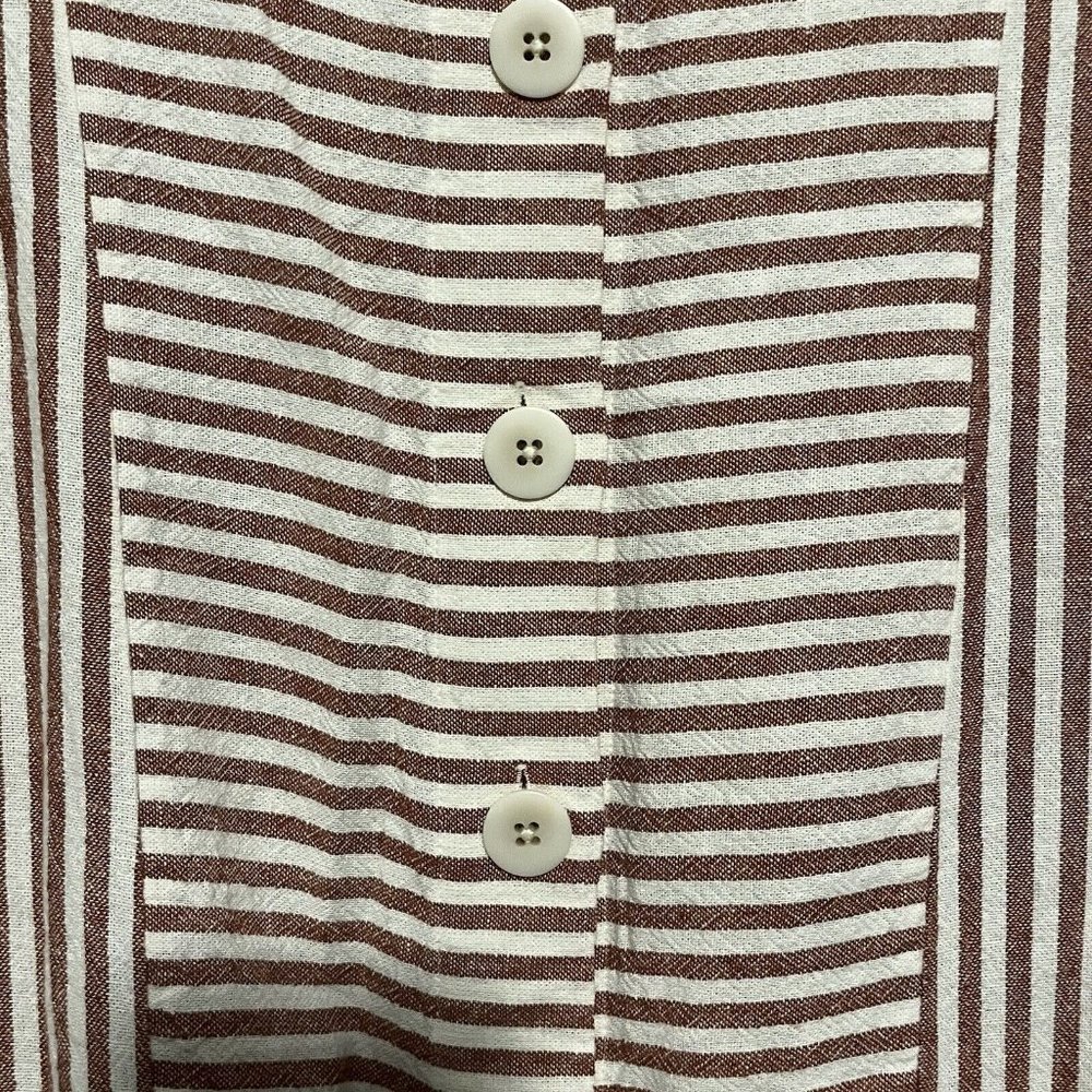 Madewell S Red White Stripe Play Button Back Linen Blend Shift Mini Dress G5305 - Picture 9 of 11
